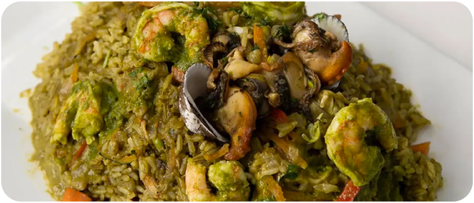 Arroz Verde con Mariscos - Peruvian Delicious Green Rice with Seafood Recipe