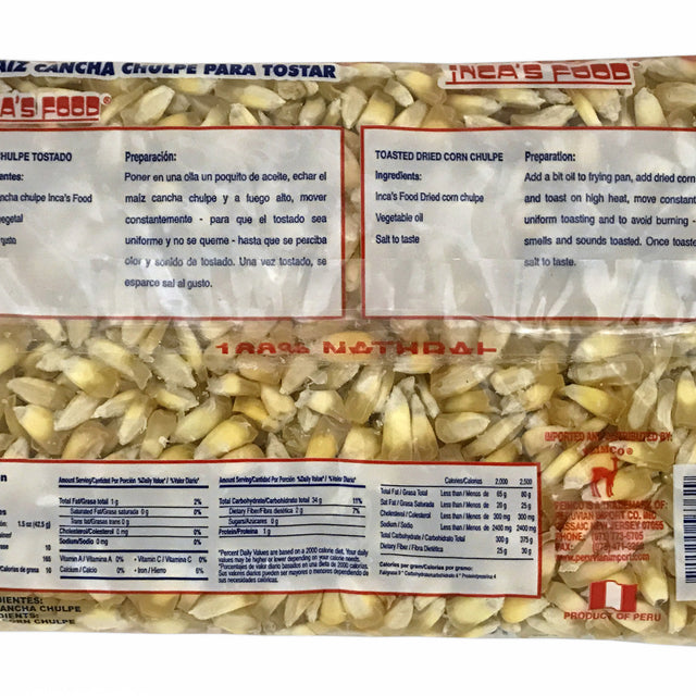 Inca's Food Chulpe de maíz cancha seco para tostar - Maiz Cancha Chulpe 15 oz.